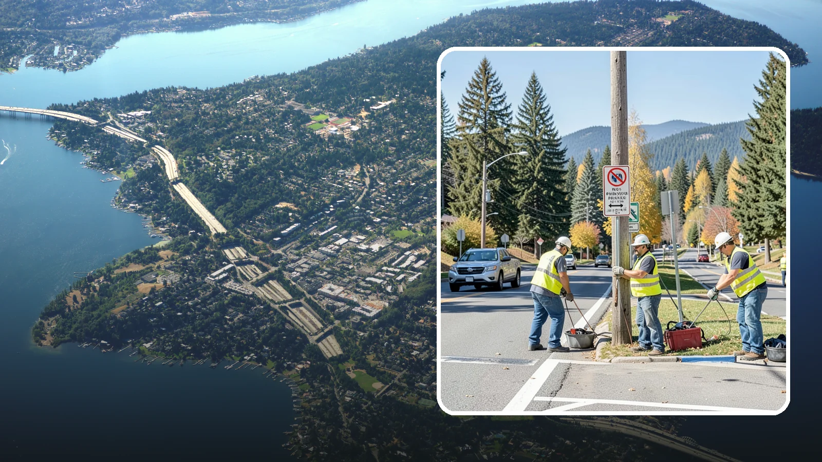 No Parking Sign Installation in Mercer Island, King County, WA - Installation of regulatory no-parking and restricted-parking signs to support enforcement and clear-zone access.