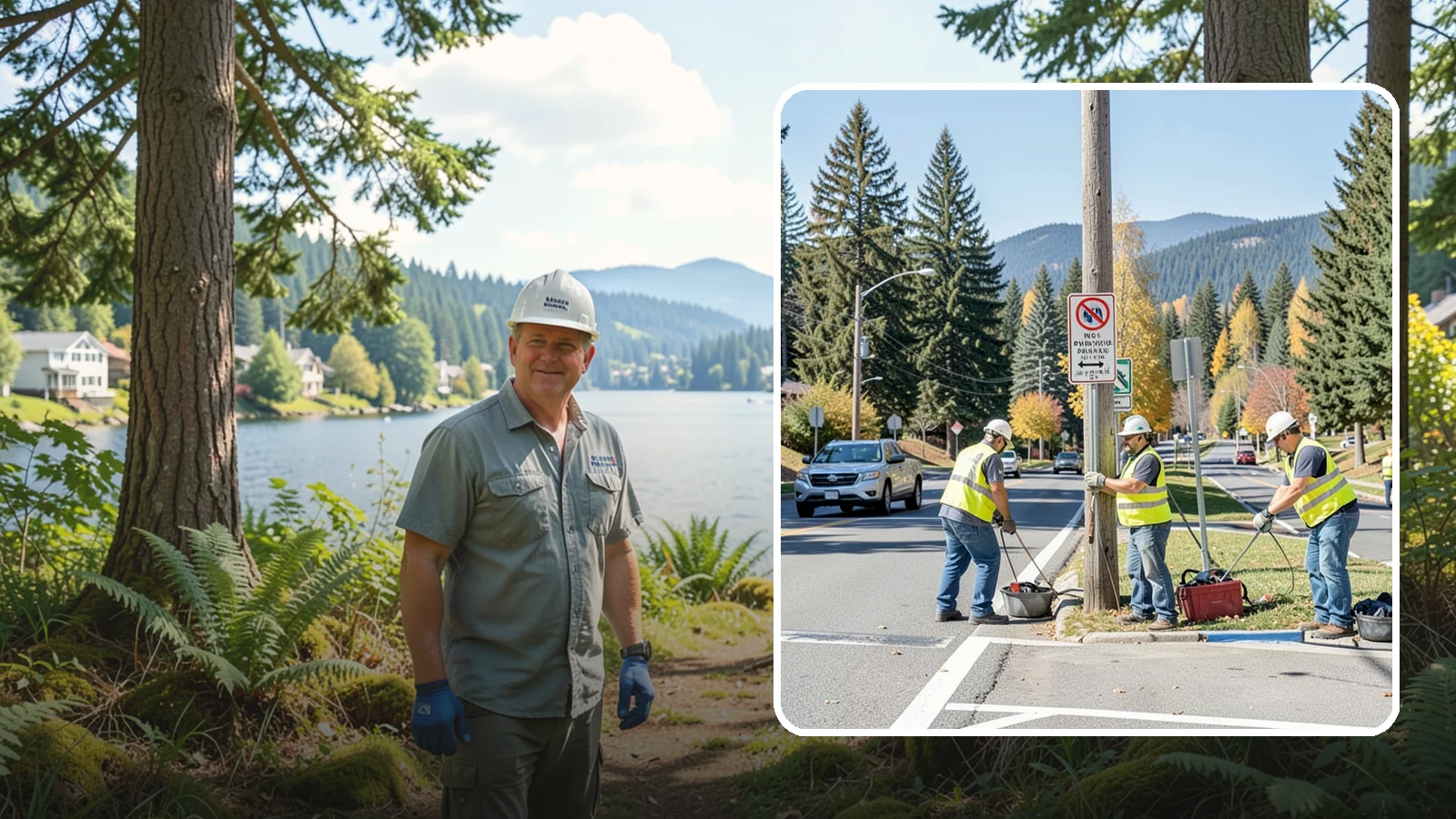 No Parking Sign Installation in Milton, King County, WA - Installation of regulatory no-parking and restricted-parking signs to support enforcement and clear-zone access.
