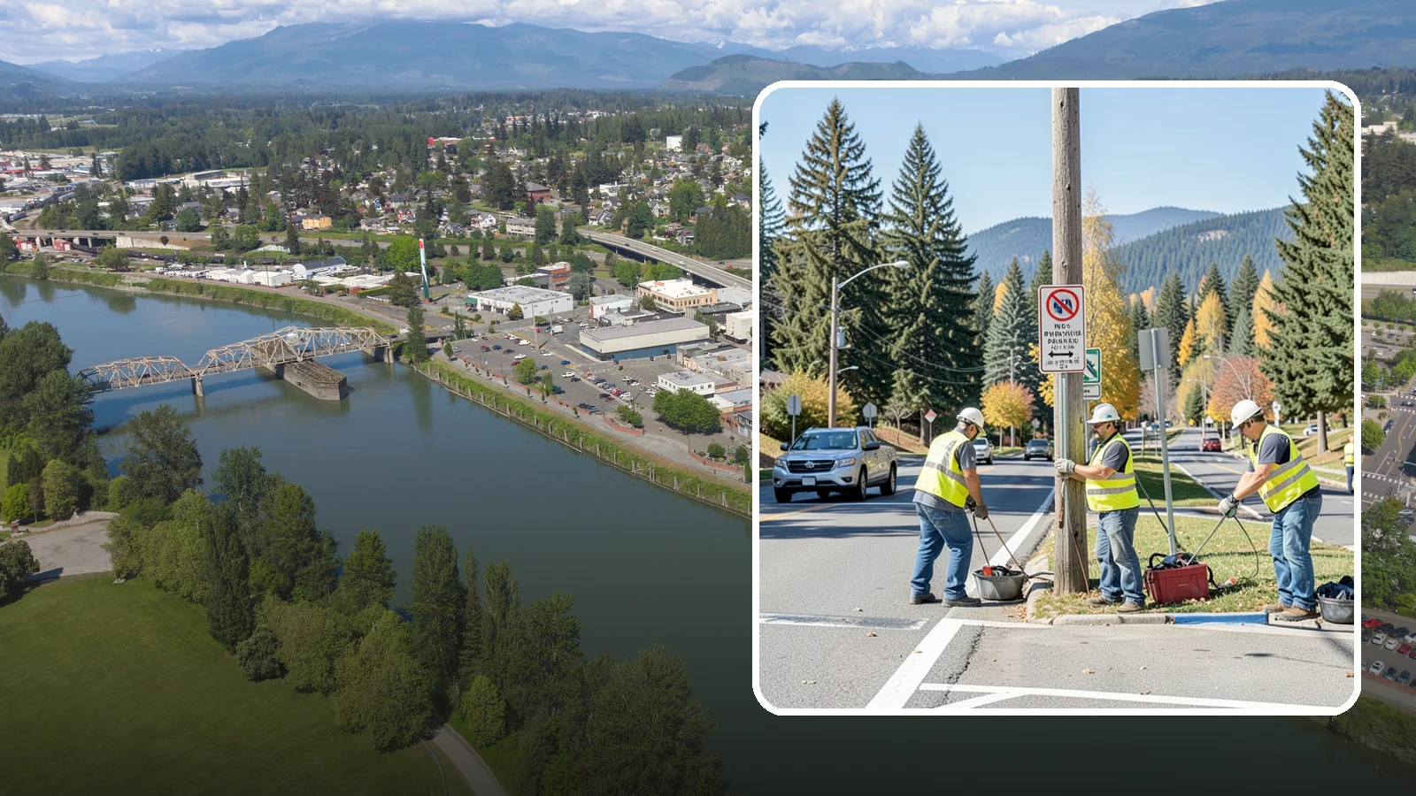 No Parking Sign Installation in Mount Vernon, Skagit County, WA - Installation of regulatory no-parking and restricted-parking signs to support enforcement and clear-zone access.