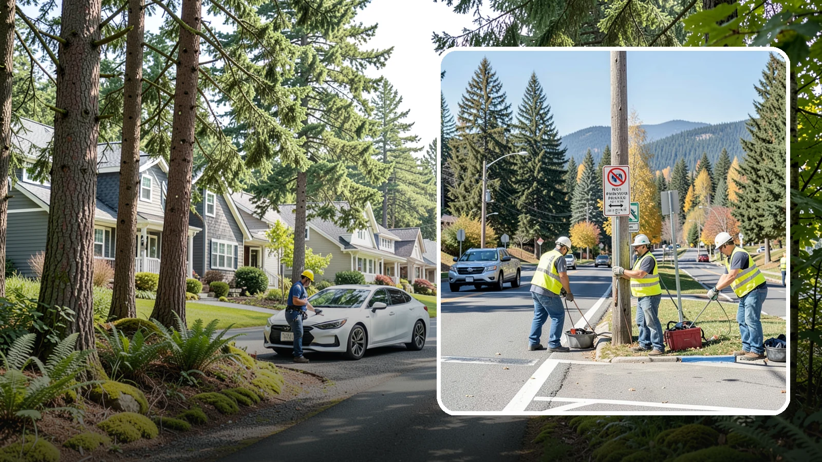 No Parking Sign Installation in Normandy Park, King County, WA - Installation of regulatory no-parking and restricted-parking signs to support enforcement and clear-zone access.