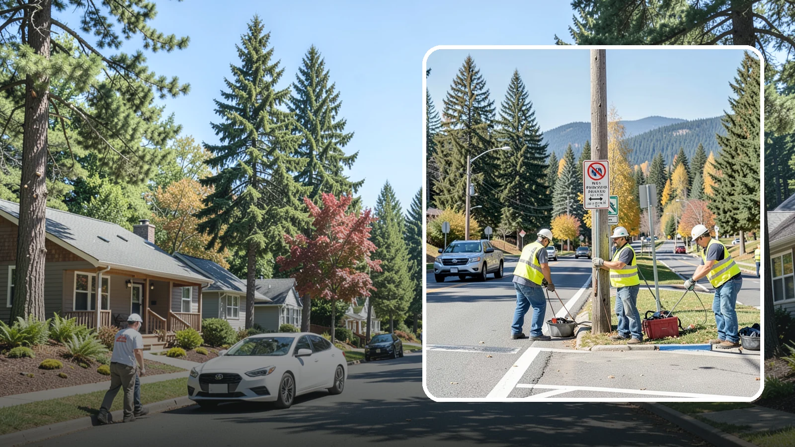 No Parking Sign Installation in Orting, Pierce County, WA - Installation of regulatory no-parking and restricted-parking signs to support enforcement and clear-zone access.