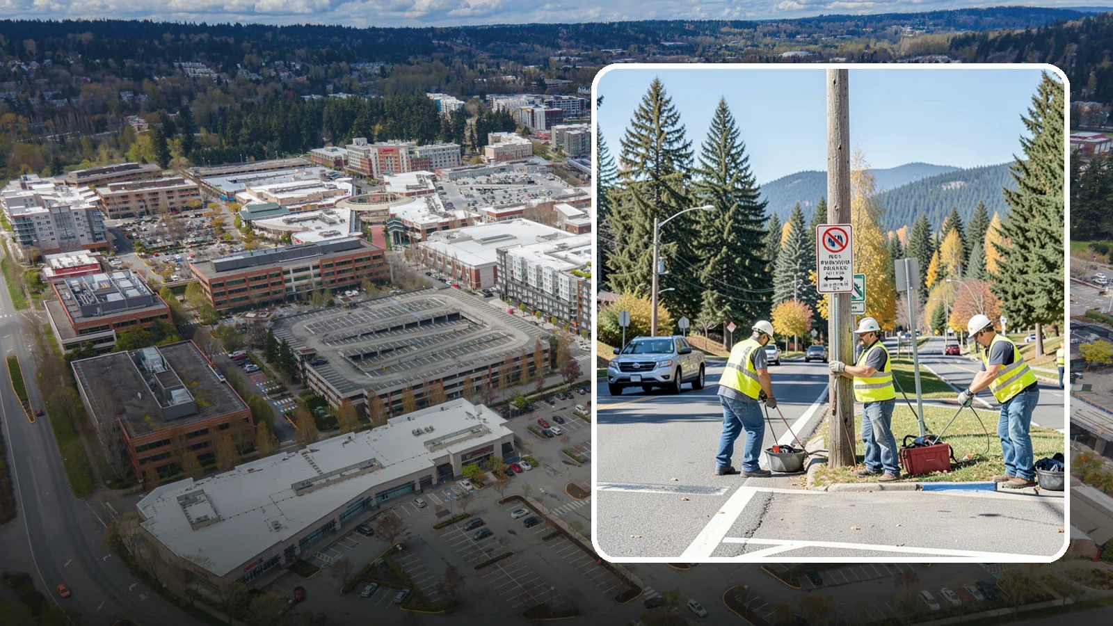 No Parking Sign Installation in Redmond, King County, WA - Installation of regulatory no-parking and restricted-parking signs to support enforcement and clear-zone access.