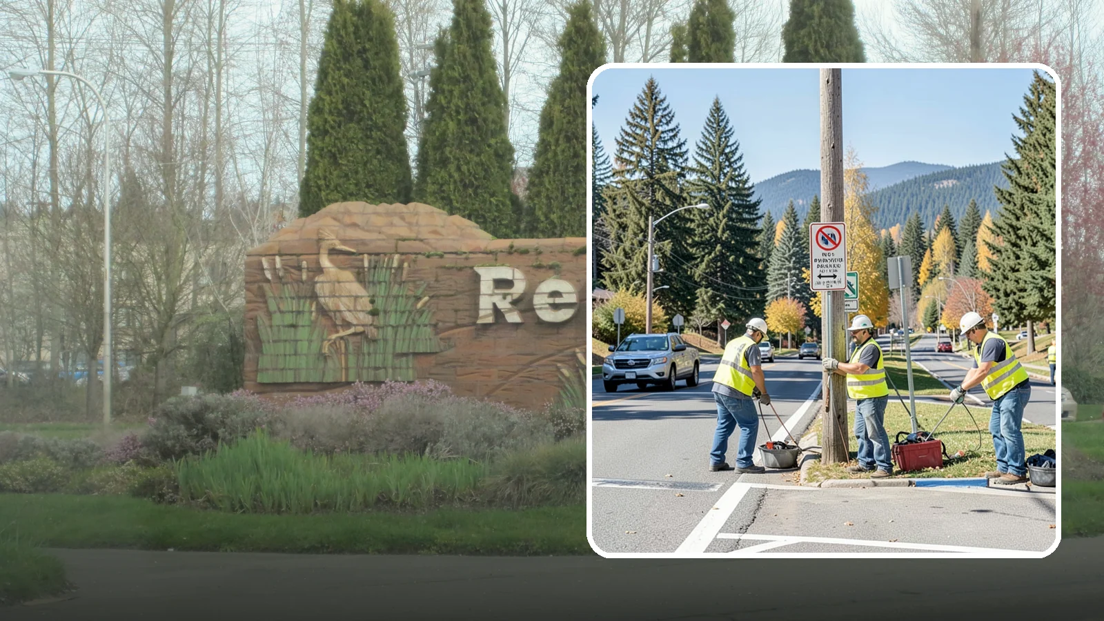 No Parking Sign Installation in Renton, King County, WA - Installation of regulatory no-parking and restricted-parking signs to support enforcement and clear-zone access.