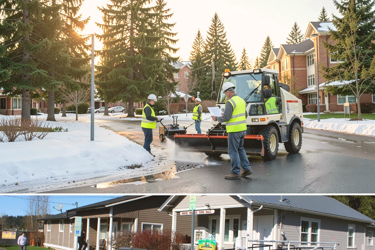 No Parking Sign Installation in South Prairie, Pierce County, WA - No-parking signage is installed year-round, with new-post foundation work favored during drier ground conditions.