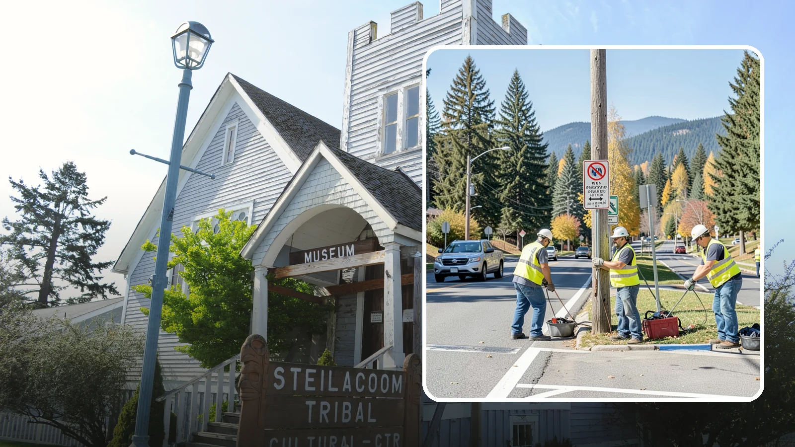 No Parking Sign Installation in Steilacoom, Pierce County, WA - Installation of regulatory no-parking and restricted-parking signs to support enforcement and clear-zone access.