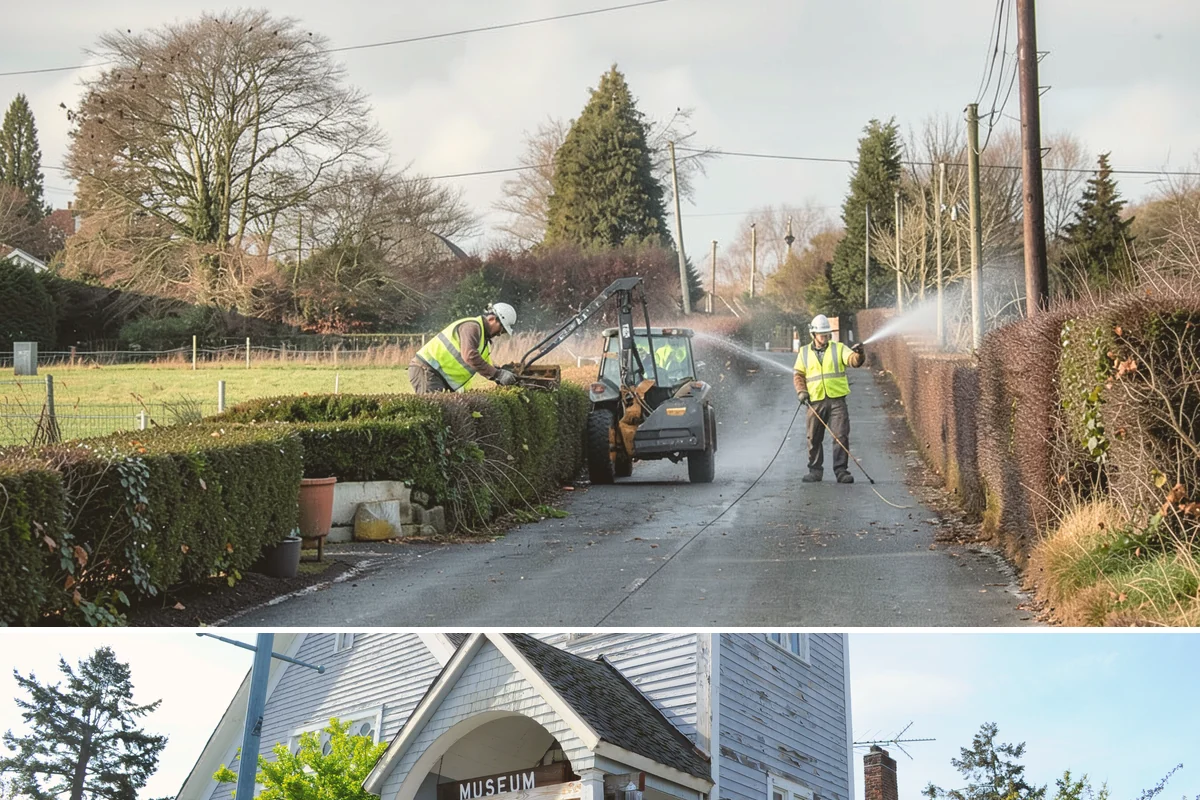 No Parking Sign Installation in Steilacoom, Pierce County, WA - No-parking signage is installed year-round, with new-post foundation work favored during drier ground conditions.