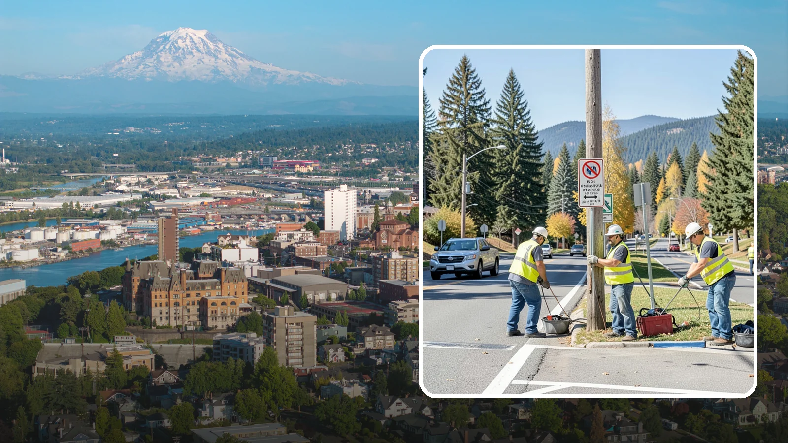 No Parking Sign Installation in Tacoma, Pierce County, WA - Installation of regulatory no-parking and restricted-parking signs to support enforcement and clear-zone access.