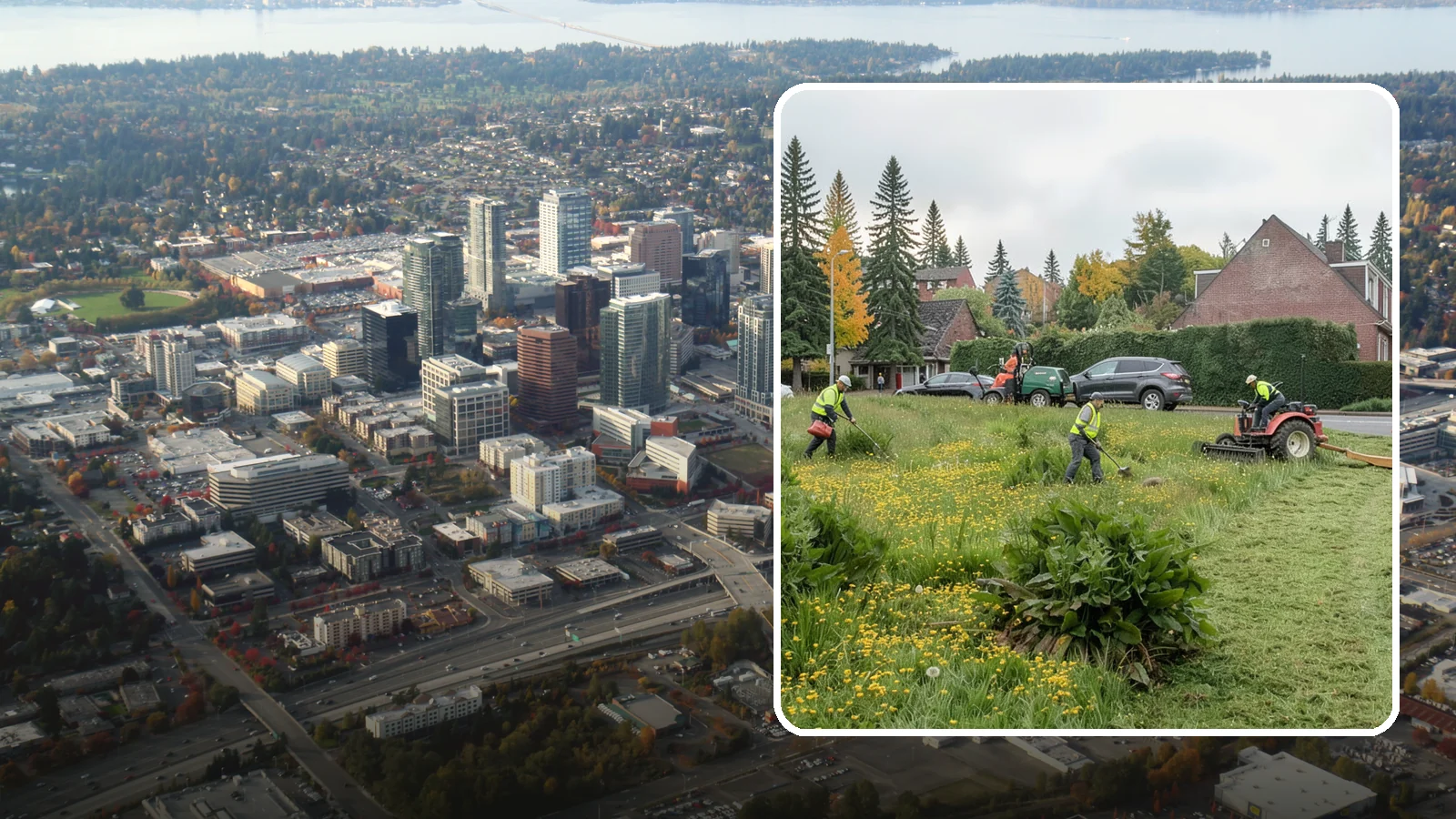 Open Space Mowing in Bellevue, King County, WA - Scheduled mowing of meadows, fields, and open-space parcels for access, safety, and fire fuel reduction.