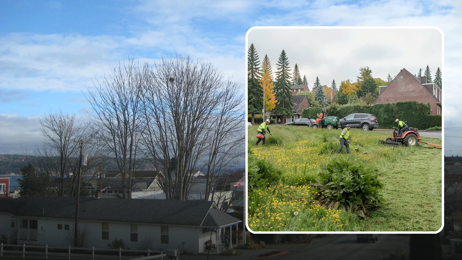 Open Space Mowing in Langley, Island County, WA - Scheduled mowing of meadows, fields, and open-space parcels for access, safety, and fire fuel reduction.