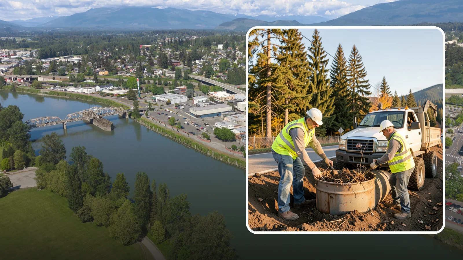 Outfall Maintenance in Mount Vernon, Skagit County, WA - Inspection and clearing of stormwater outfalls to maintain flow and detect illicit discharges.