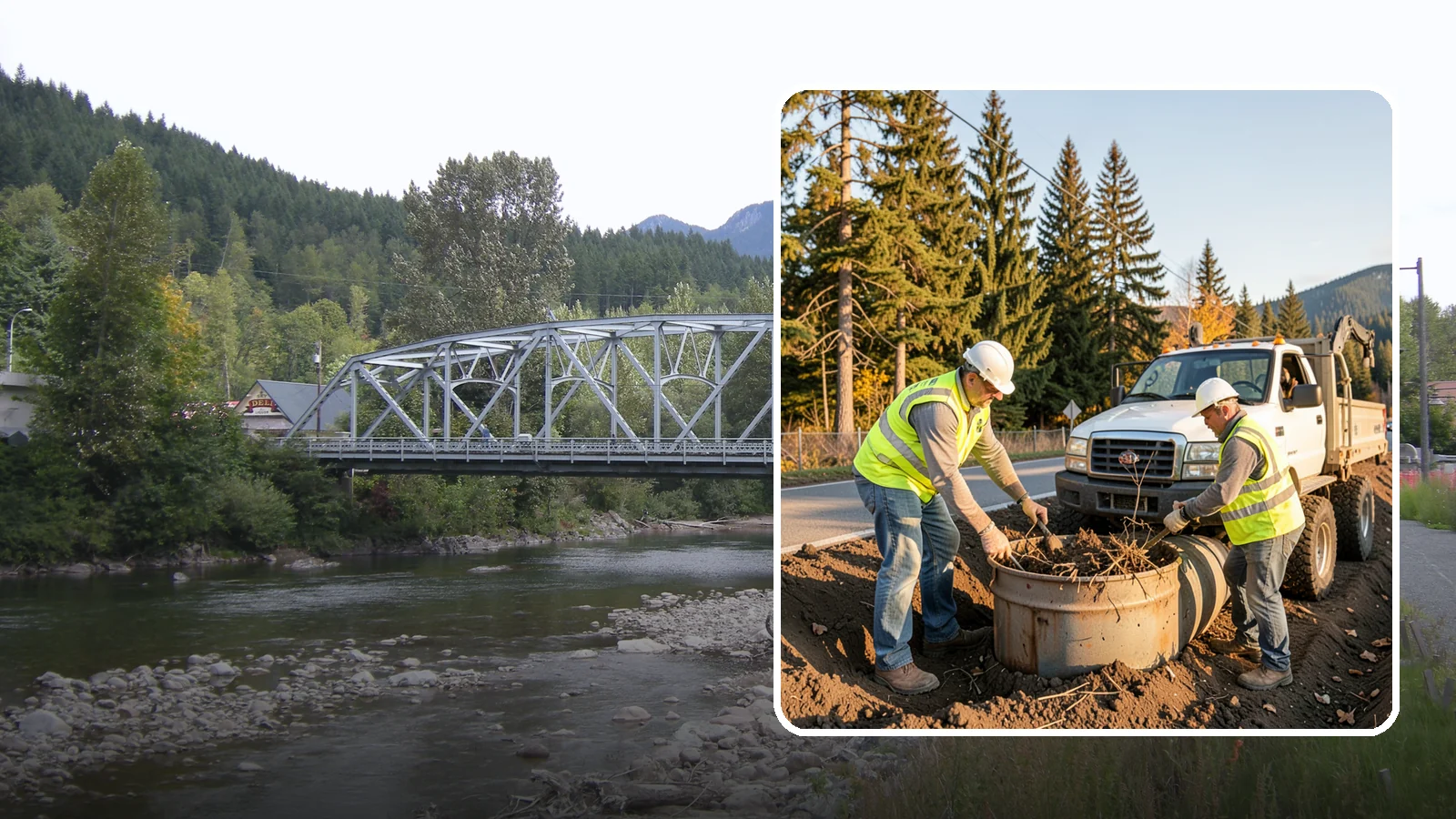 Outfall Maintenance in Skykomish, King County, WA - Inspection and clearing of stormwater outfalls to maintain flow and detect illicit discharges.