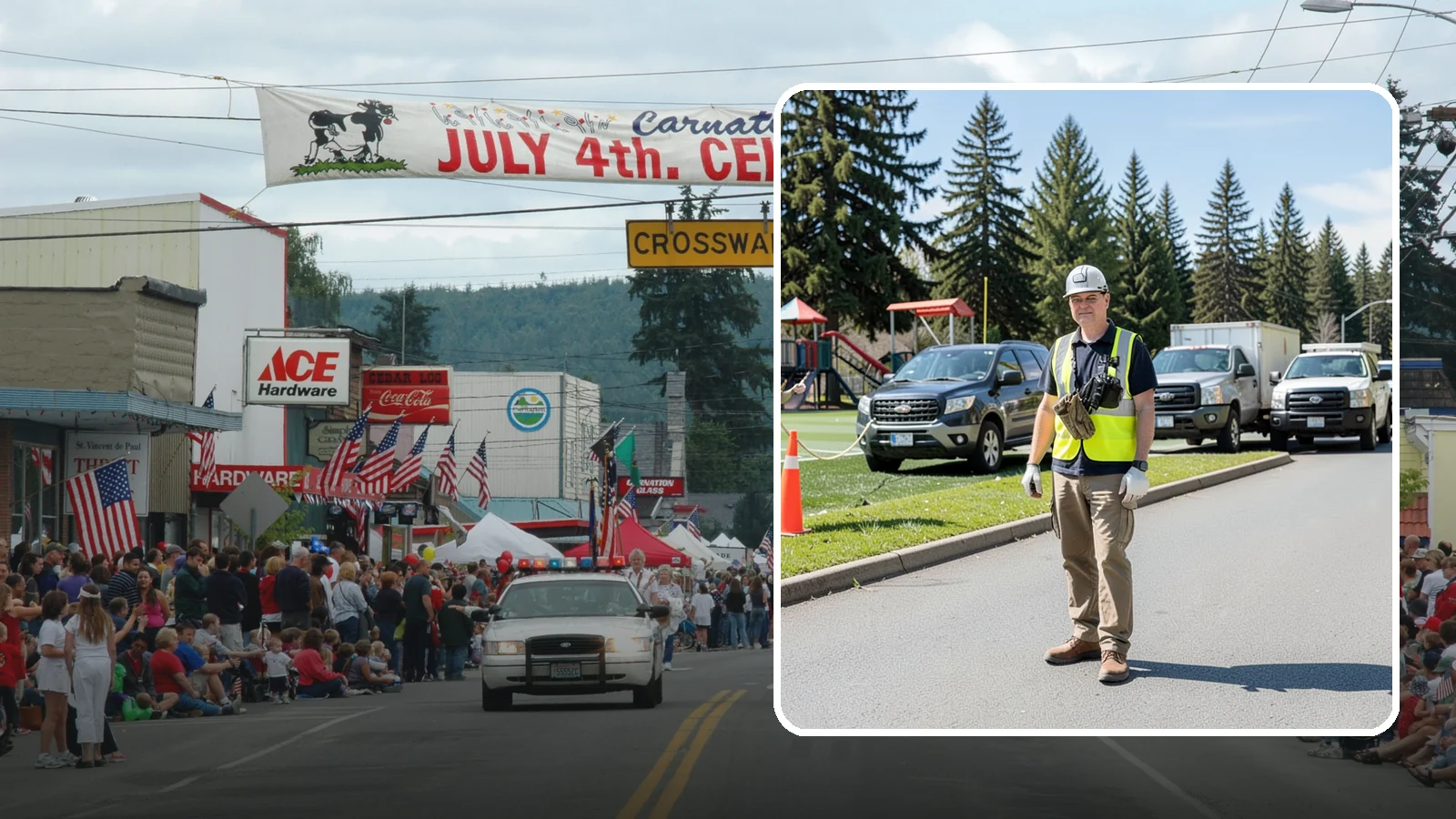 Parade Route Support in Carnation, King County, WA - Route setup and support services for Western Washington parades and processional events.