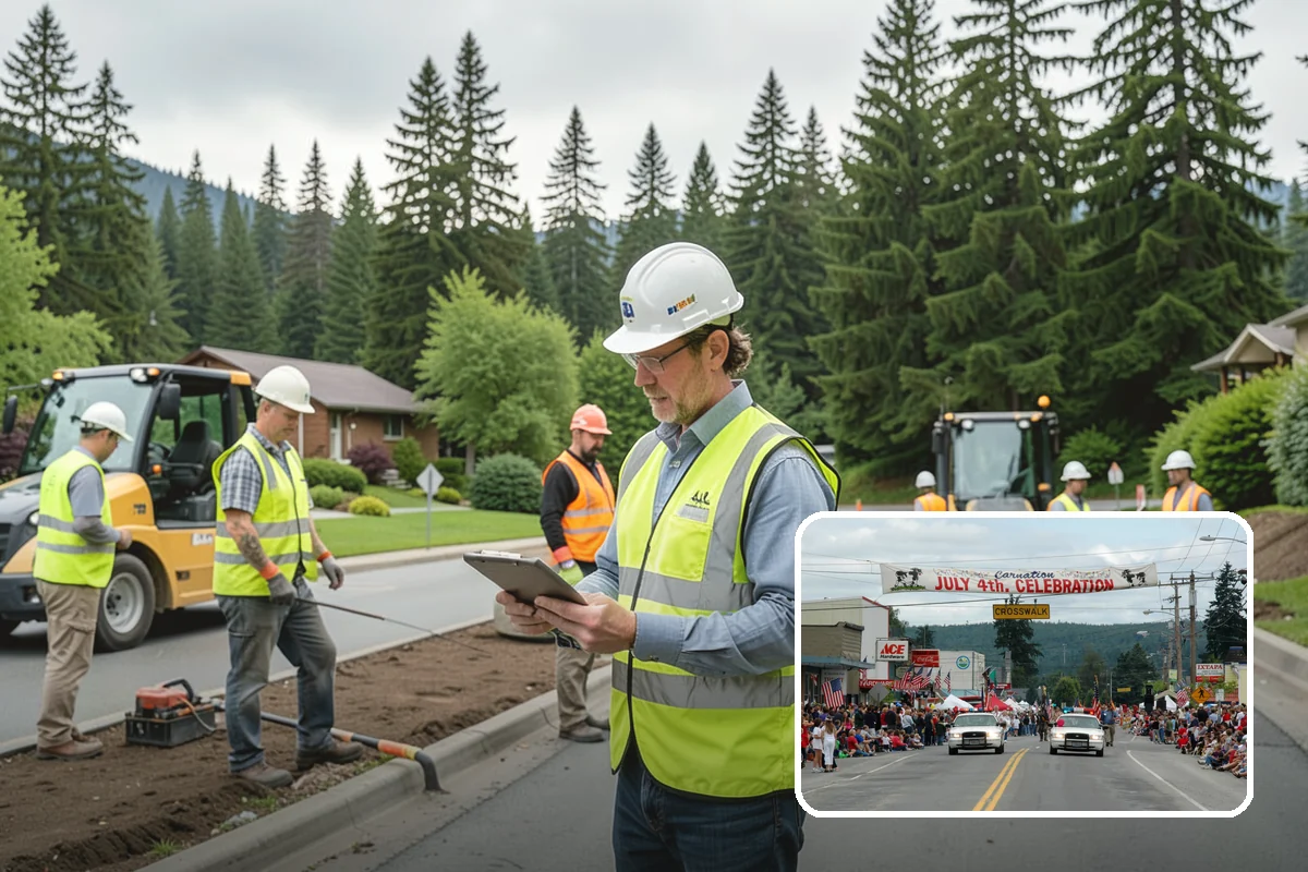 Parade Route Support in Carnation, King County, WA - Full route staging from barricades to signage