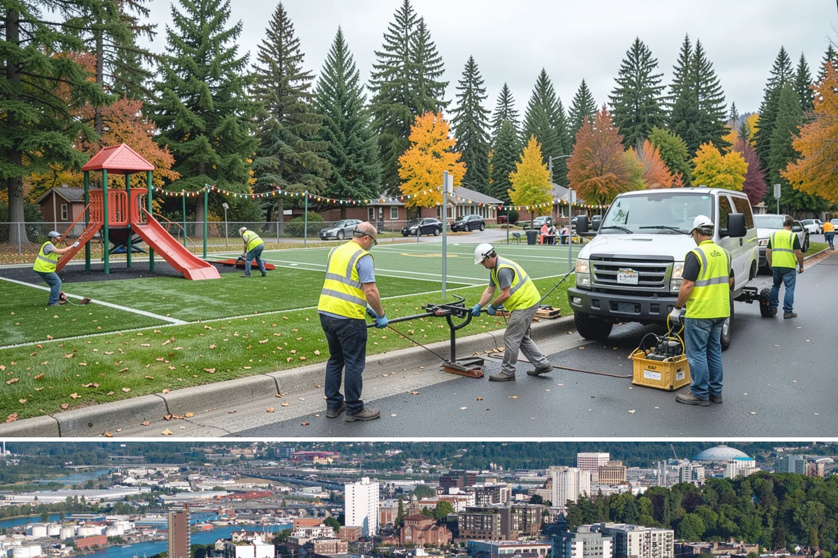 Park Fence Installation in Tacoma, Pierce County, WA - Fence installation proceeds year-round, though drier spring through fall conditions ease excavation and concrete curing in...