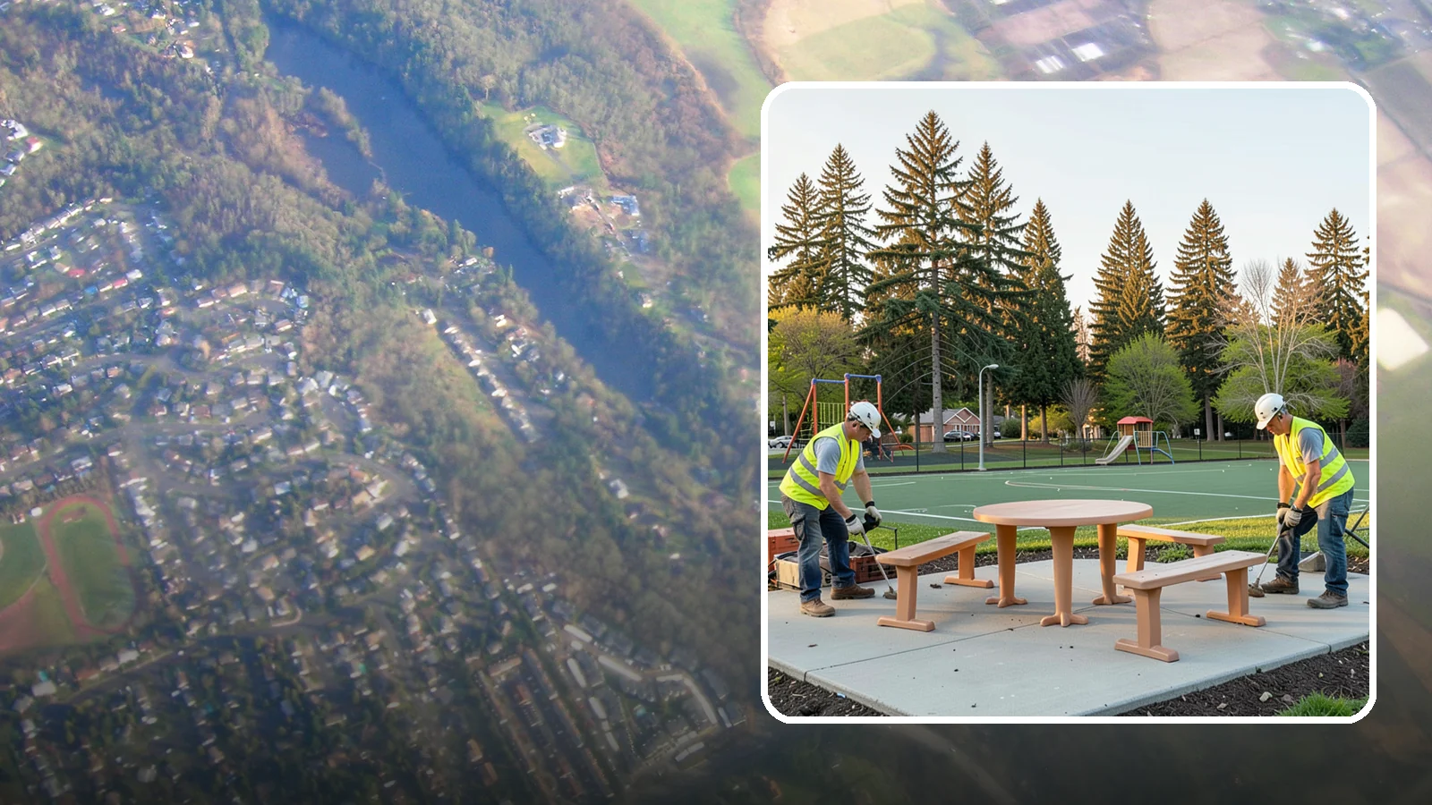 Park Furniture Installation in Algona, King County, WA - Installation of benches, tables, receptacles, and site amenities with proper anchoring and ADA clearances.