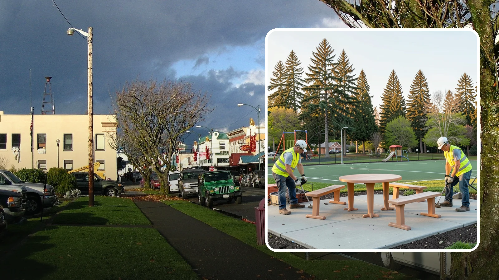 Park Furniture Installation in Arlington, Snohomish County, WA - Installation of benches, tables, receptacles, and site amenities with proper anchoring and ADA clearances.