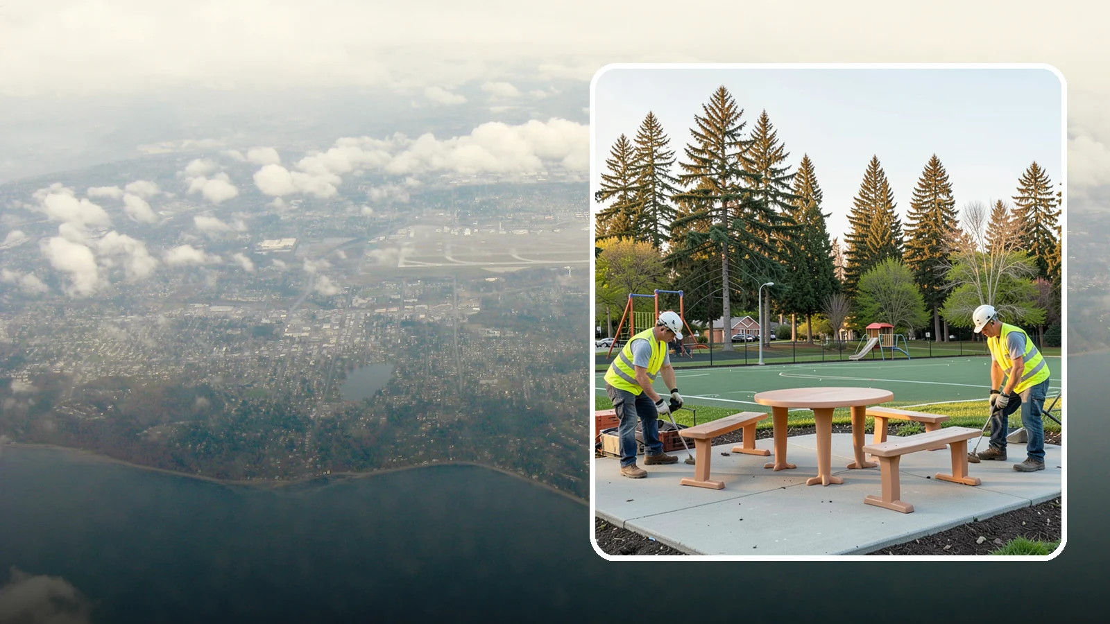 Park Furniture Installation in Burien, King County, WA - Installation of benches, tables, receptacles, and site amenities with proper anchoring and ADA clearances.