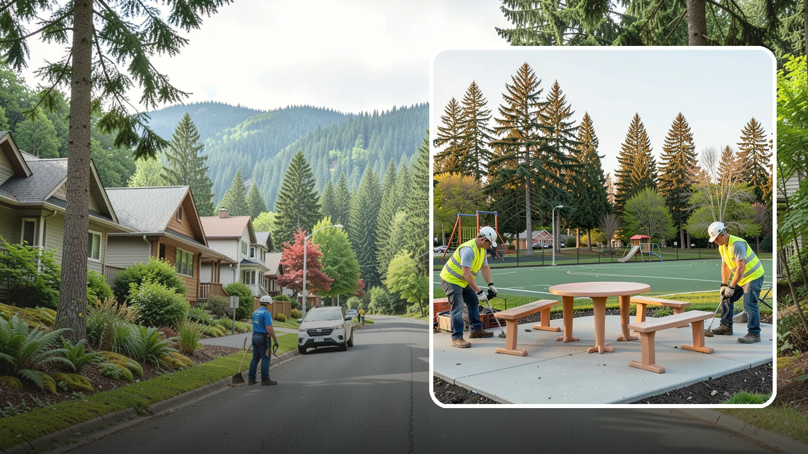 Park Furniture Installation in Darrington, Snohomish County, WA - Installation of benches, tables, receptacles, and site amenities with proper anchoring and ADA clearances.