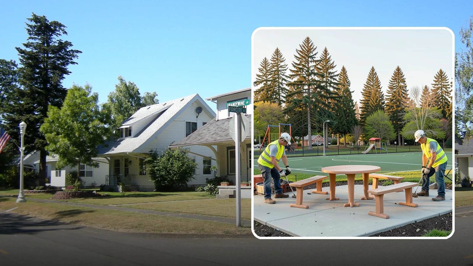 Park Furniture Installation in DuPont, Pierce County, WA - Installation of benches, tables, receptacles, and site amenities with proper anchoring and ADA clearances.