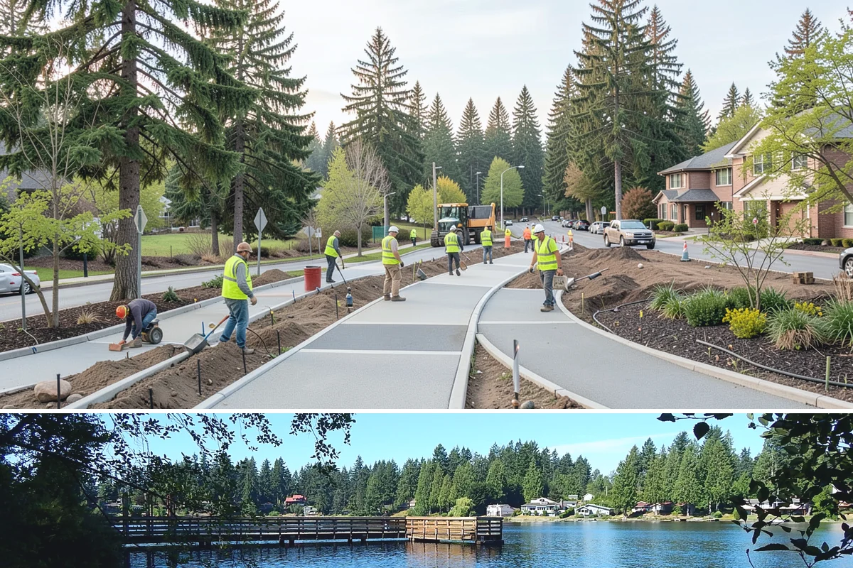 Park Furniture Installation in Federal Way, King County, WA - Furniture installation proceeds year-round, though footing and concrete work is easier during drier conditions.