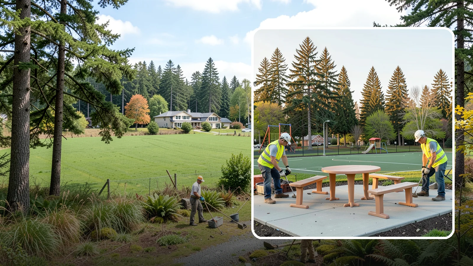 Park Furniture Installation in Lyman, Skagit County, WA - Installation of benches, tables, receptacles, and site amenities with proper anchoring and ADA clearances.