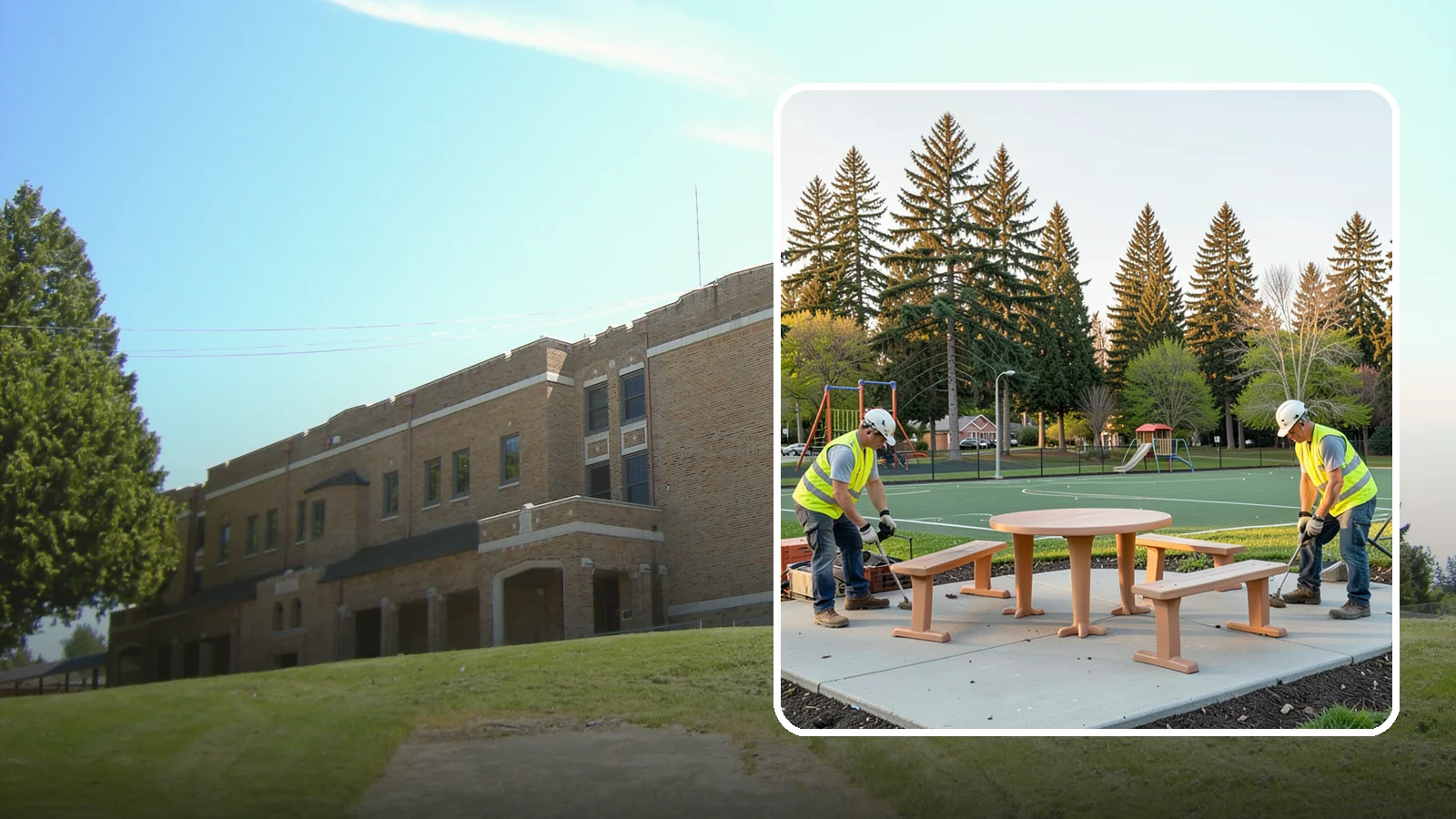 Park Furniture Installation in Maple Valley, King County, WA - Installation of benches, tables, receptacles, and site amenities with proper anchoring and ADA clearances.