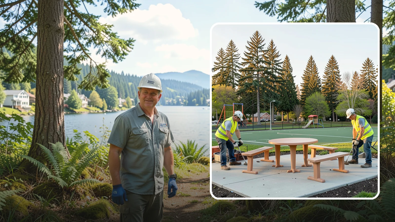 Park Furniture Installation in Milton, King County, WA - Installation of benches, tables, receptacles, and site amenities with proper anchoring and ADA clearances.