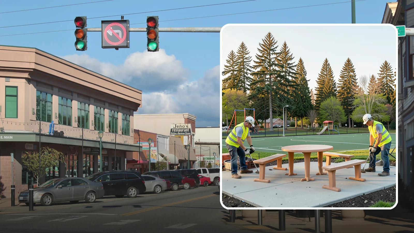 Park Furniture Installation in Monroe, Snohomish County, WA - Installation of benches, tables, receptacles, and site amenities with proper anchoring and ADA clearances.