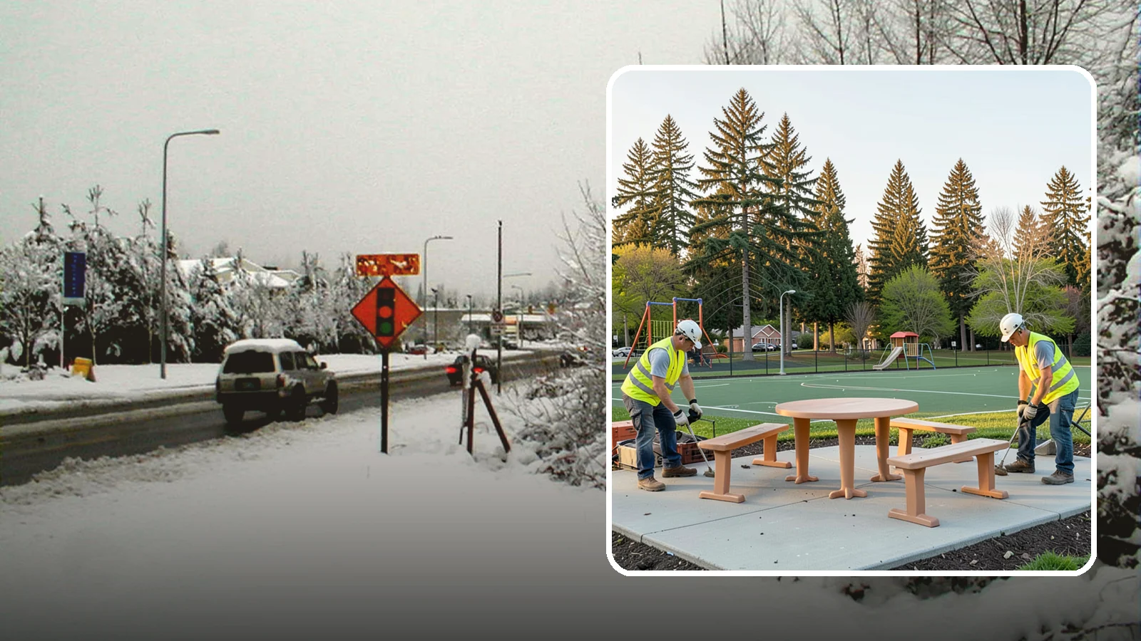 Park Furniture Installation in Newcastle, King County, WA - Installation of benches, tables, receptacles, and site amenities with proper anchoring and ADA clearances.