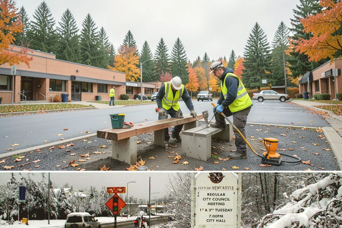 Park Furniture Installation in Newcastle, King County, WA - Furniture installation proceeds year-round, though footing and concrete work is easier during drier conditions.