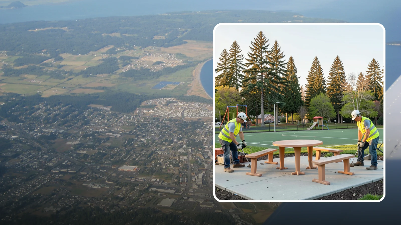 Park Furniture Installation in Oak Harbor, Island County, WA - Installation of benches, tables, receptacles, and site amenities with proper anchoring and ADA clearances.