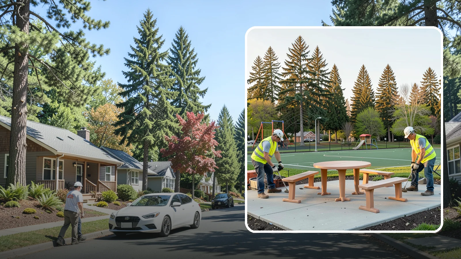 Park Furniture Installation in Orting, Pierce County, WA - Installation of benches, tables, receptacles, and site amenities with proper anchoring and ADA clearances.