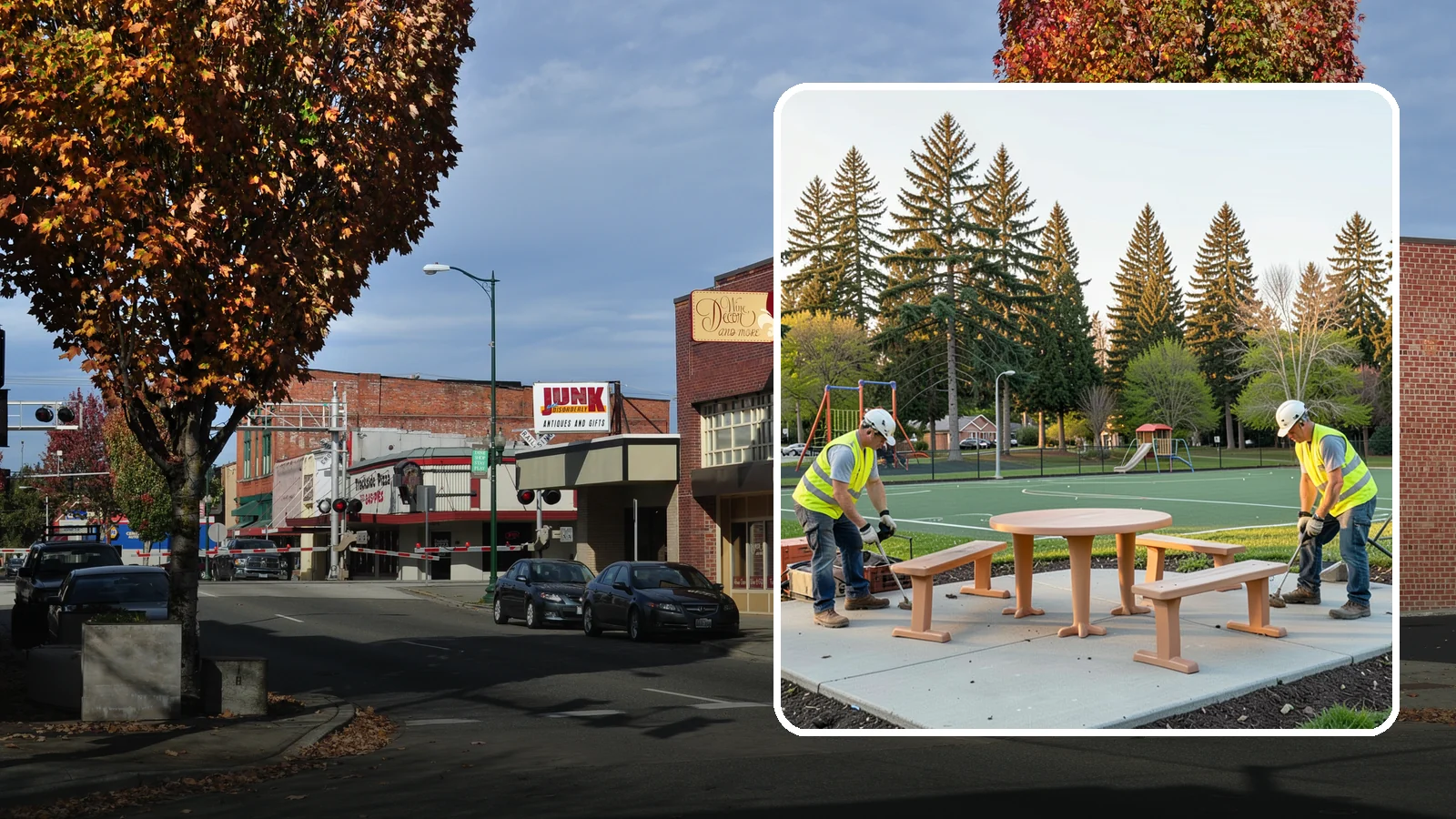 Park Furniture Installation in Puyallup, Pierce County, WA - Installation of benches, tables, receptacles, and site amenities with proper anchoring and ADA clearances.