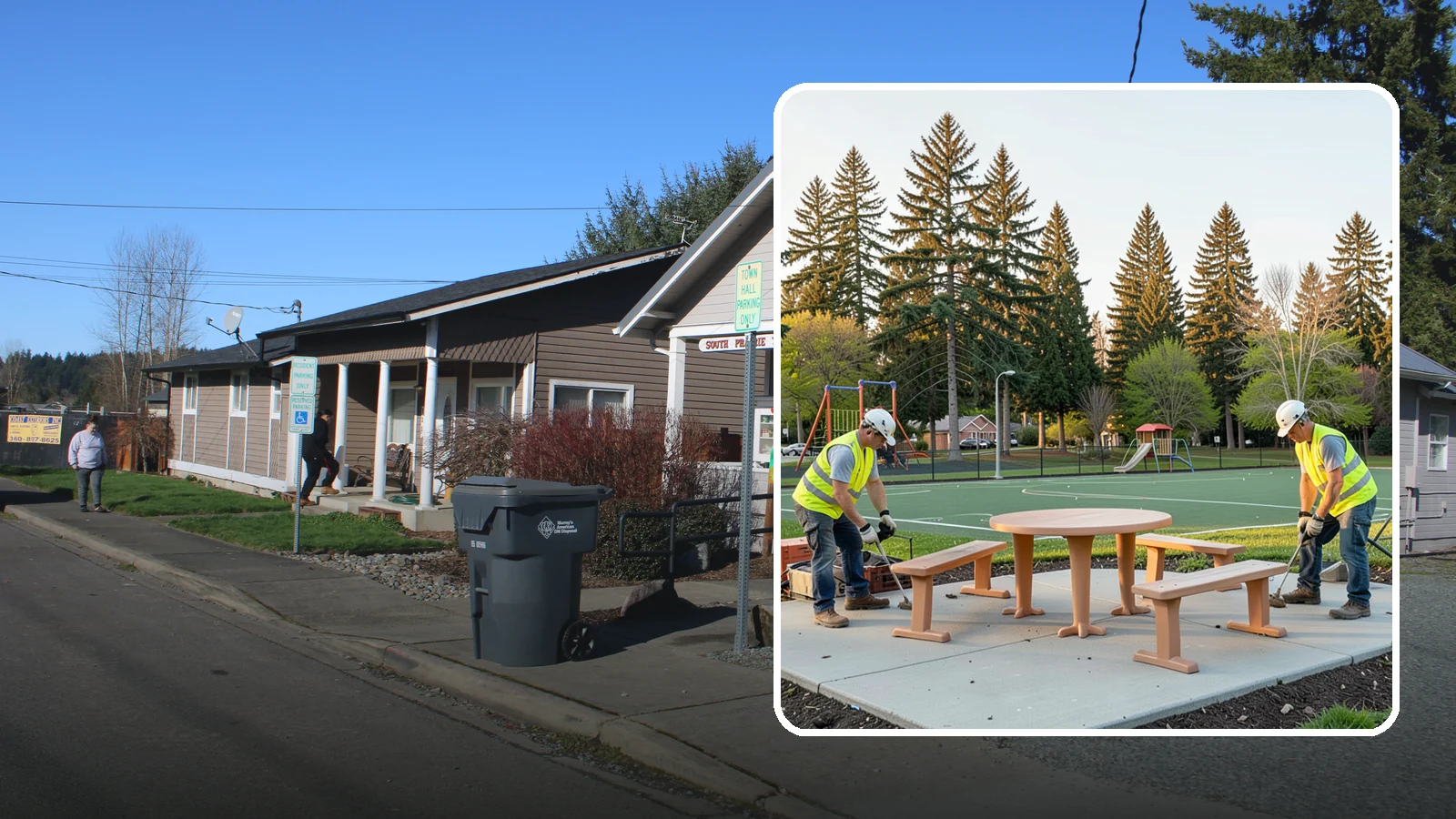 Park Furniture Installation in South Prairie, Pierce County, WA - Installation of benches, tables, receptacles, and site amenities with proper anchoring and ADA clearances.