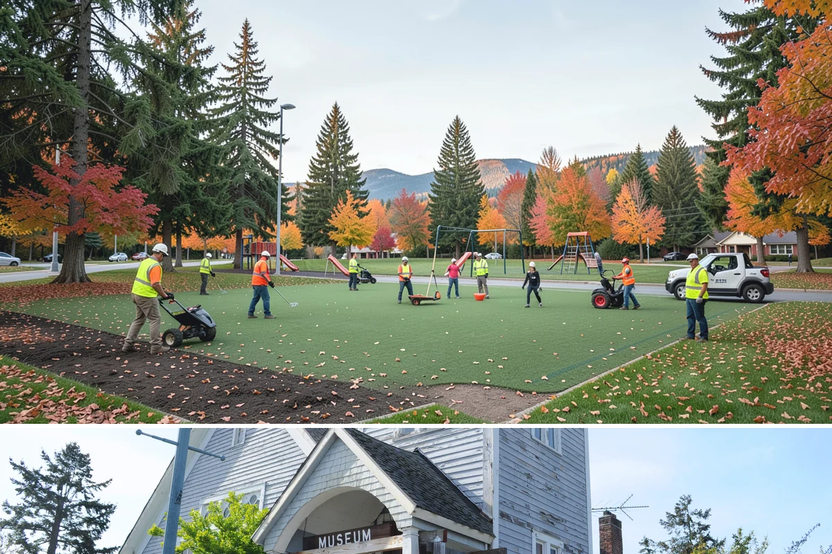 Park Furniture Installation in Steilacoom, Pierce County, WA - Furniture installation proceeds year-round, though footing and concrete work is easier during drier conditions.