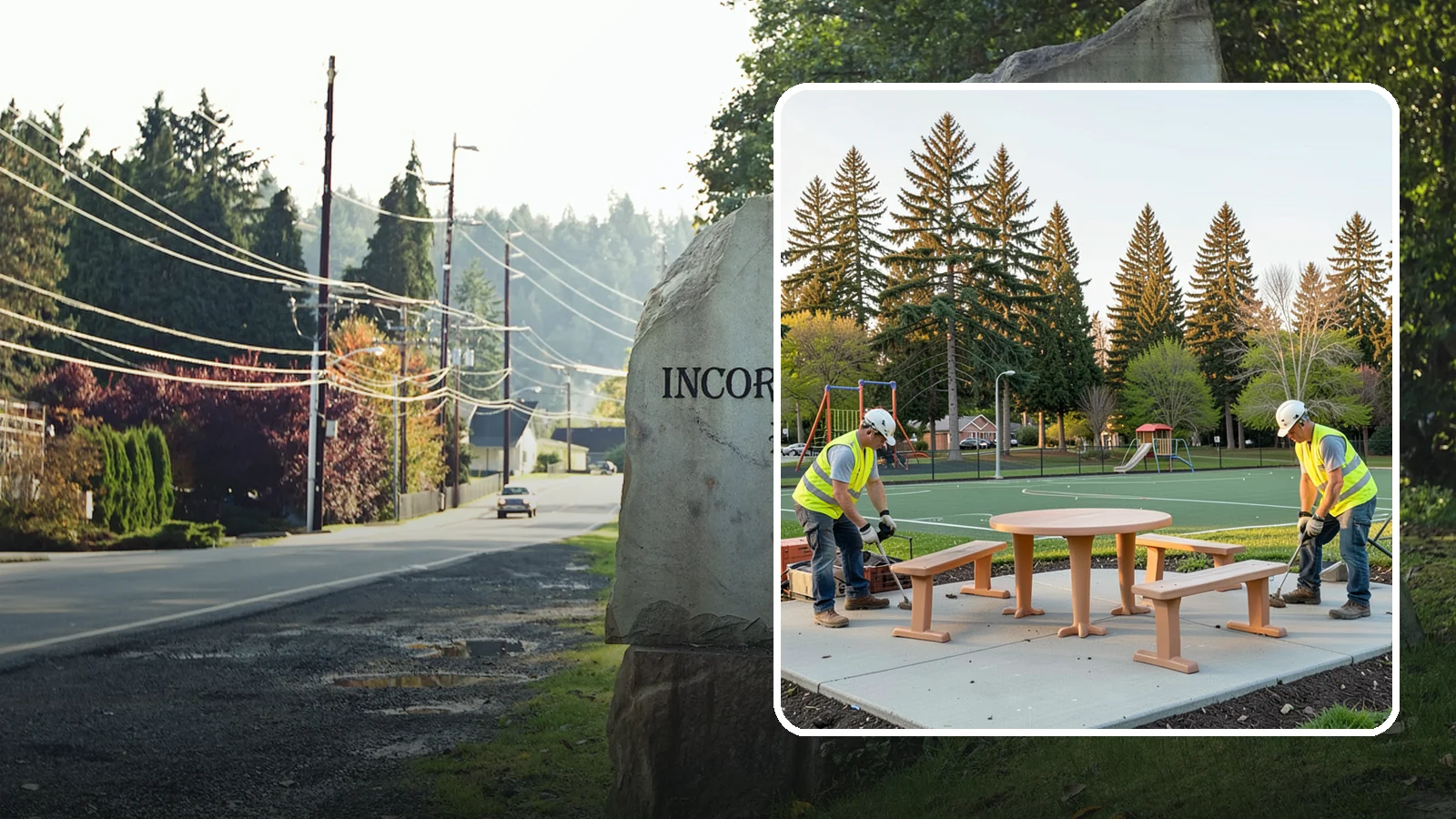 Park Furniture Installation in Wilkeson, Pierce County, WA - Installation of benches, tables, receptacles, and site amenities with proper anchoring and ADA clearances.