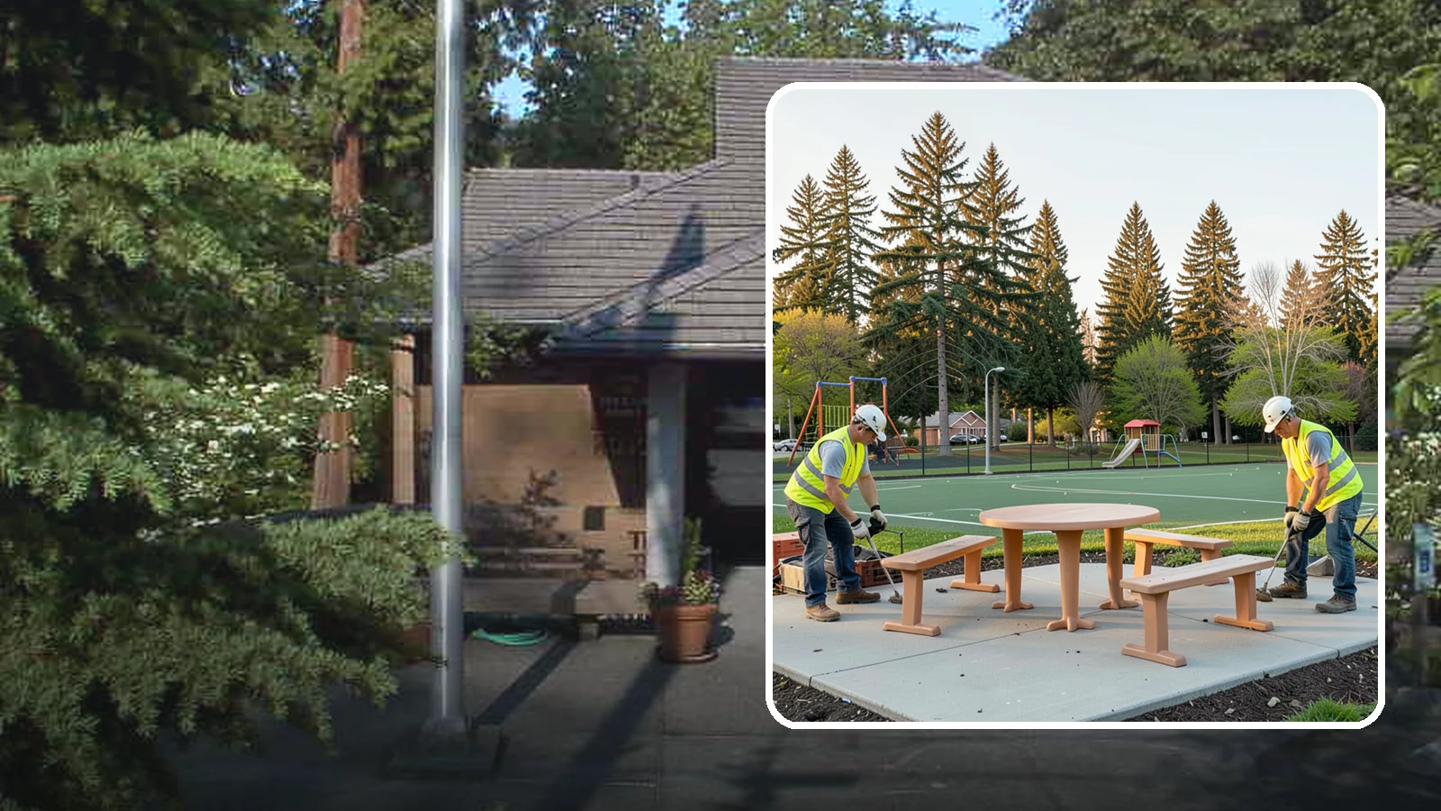 Park Furniture Installation in Yarrow Point, King County, WA - Installation of benches, tables, receptacles, and site amenities with proper anchoring and ADA clearances.
