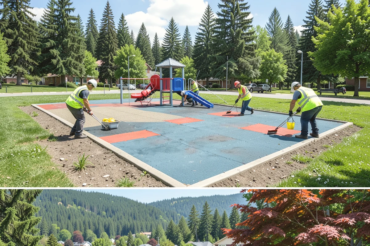 Park Landscape Maintenance in Index, Snohomish County, WA - Peak mowing and bed care span spring through early fall, while wet-season work shifts to leaf cleanup, drainage clearing, and...