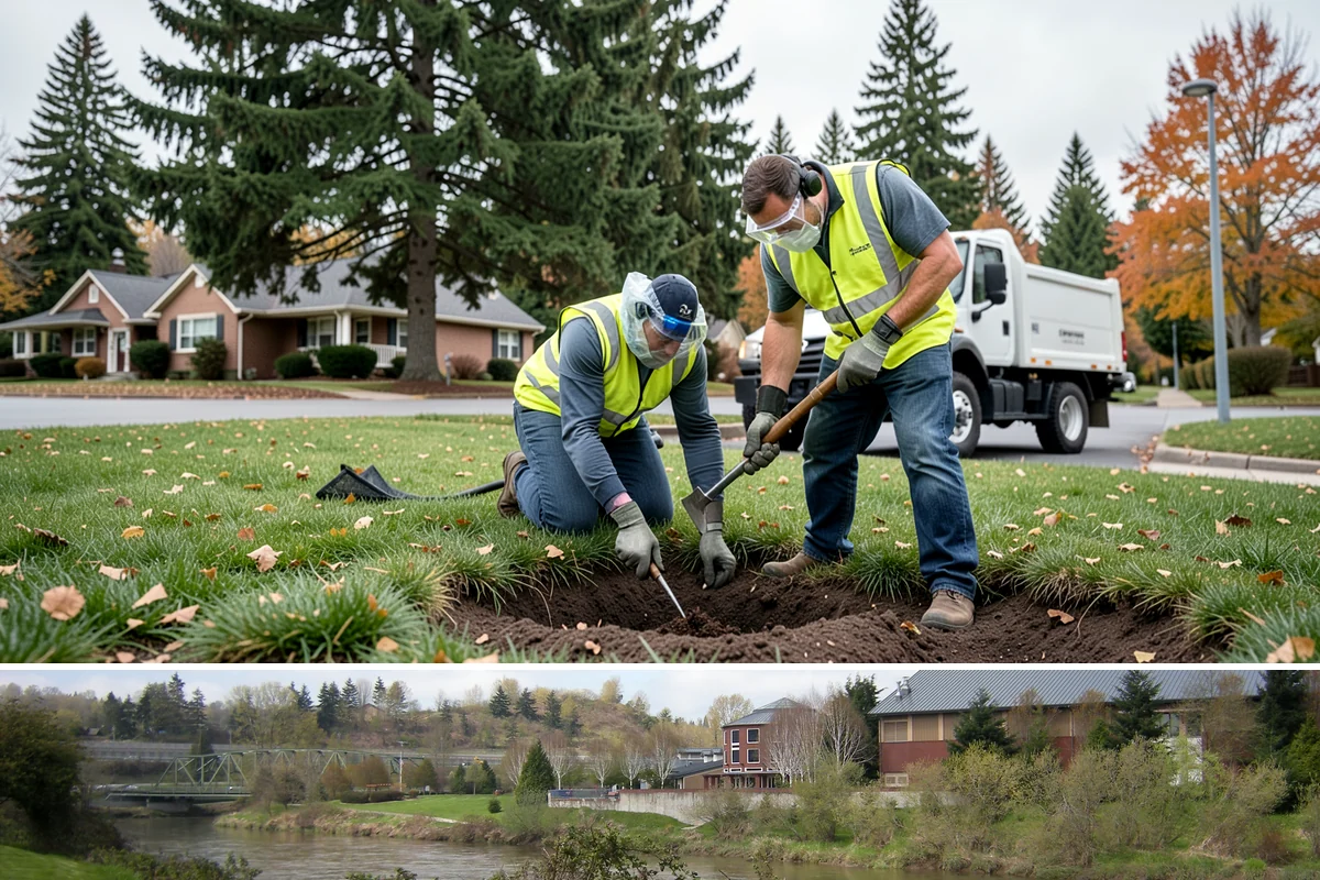 Park Landscape Maintenance in Tukwila, King County, WA - Peak mowing and bed care span spring through early fall, while wet-season work shifts to leaf cleanup, drainage clearing, and...