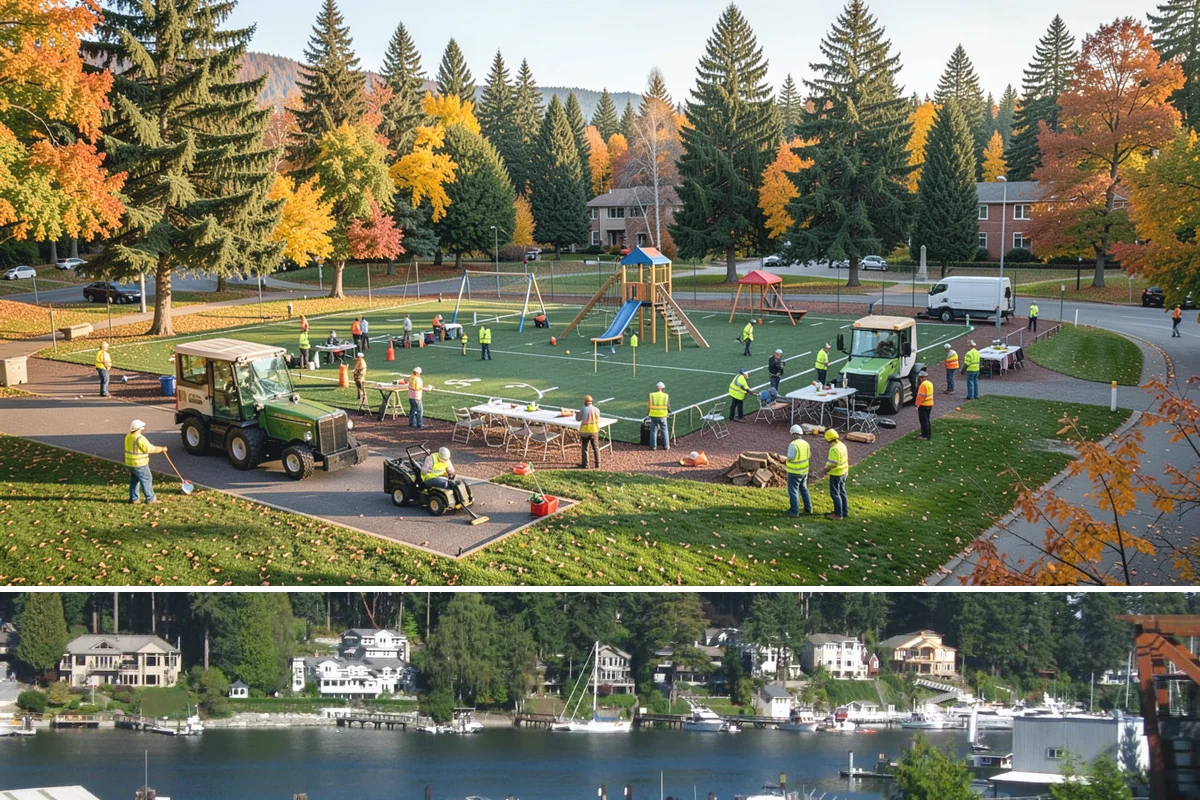Park Maintenance in Gig Harbor, Pierce County, WA - Maintenance intensity peaks from April through October, with lighter cleanup and storm-response work carrying through the wet...