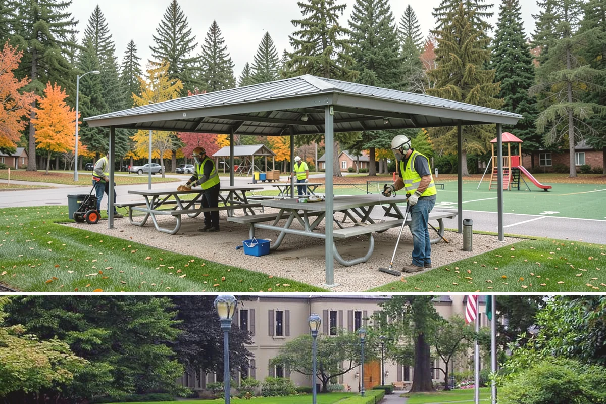 Park Maintenance in Woodinville, King County, WA - Maintenance intensity peaks from April through October, with lighter cleanup and storm-response work carrying through the wet...