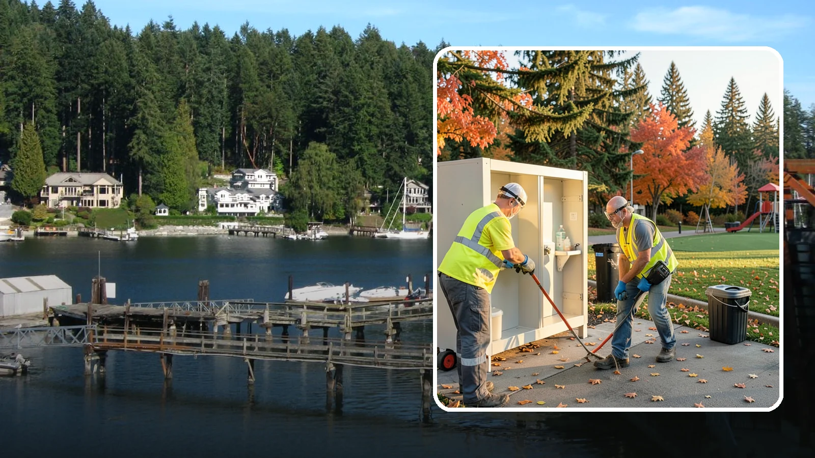 Park Restroom Cleaning in Gig Harbor, Pierce County, WA - Sanitary cleaning and restocking of park restrooms that protects public health and reduces complaints.