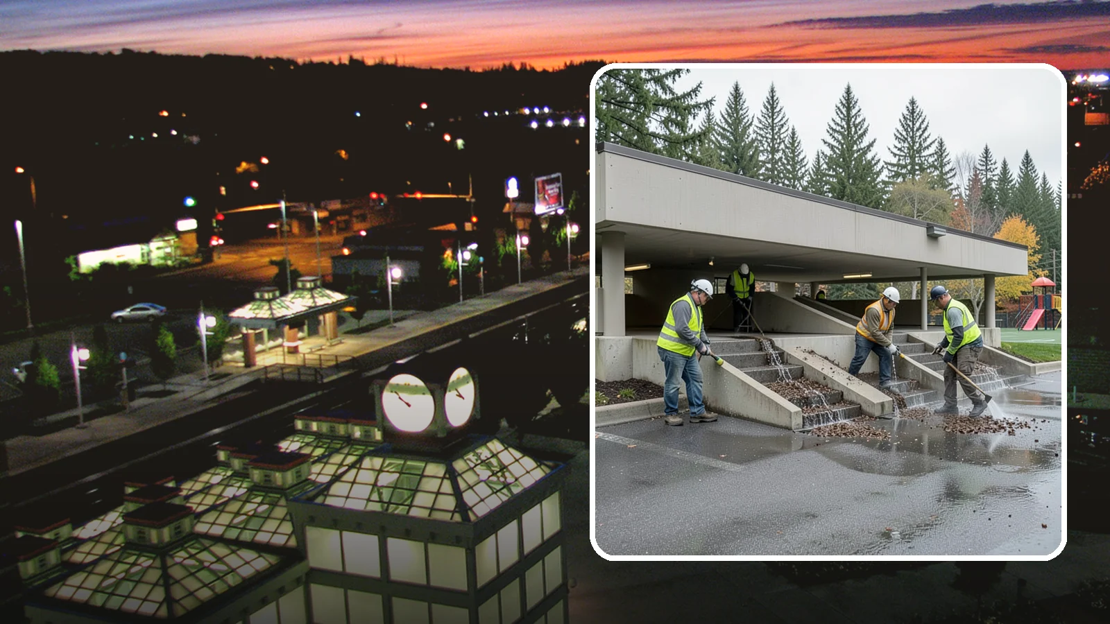 Parking Garage Cleaning in Auburn, King County, WA - Clean multi-level public parking structures, including decks, stairwells, and drains, on a managed schedule.