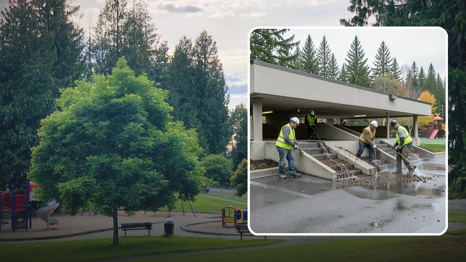 Parking Garage Cleaning in Bonney Lake, Pierce County, WA - Clean multi-level public parking structures, including decks, stairwells, and drains, on a managed schedule.