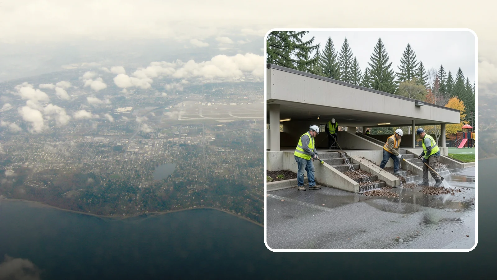 Parking Garage Cleaning in Burien, King County, WA - Clean multi-level public parking structures, including decks, stairwells, and drains, on a managed schedule.
