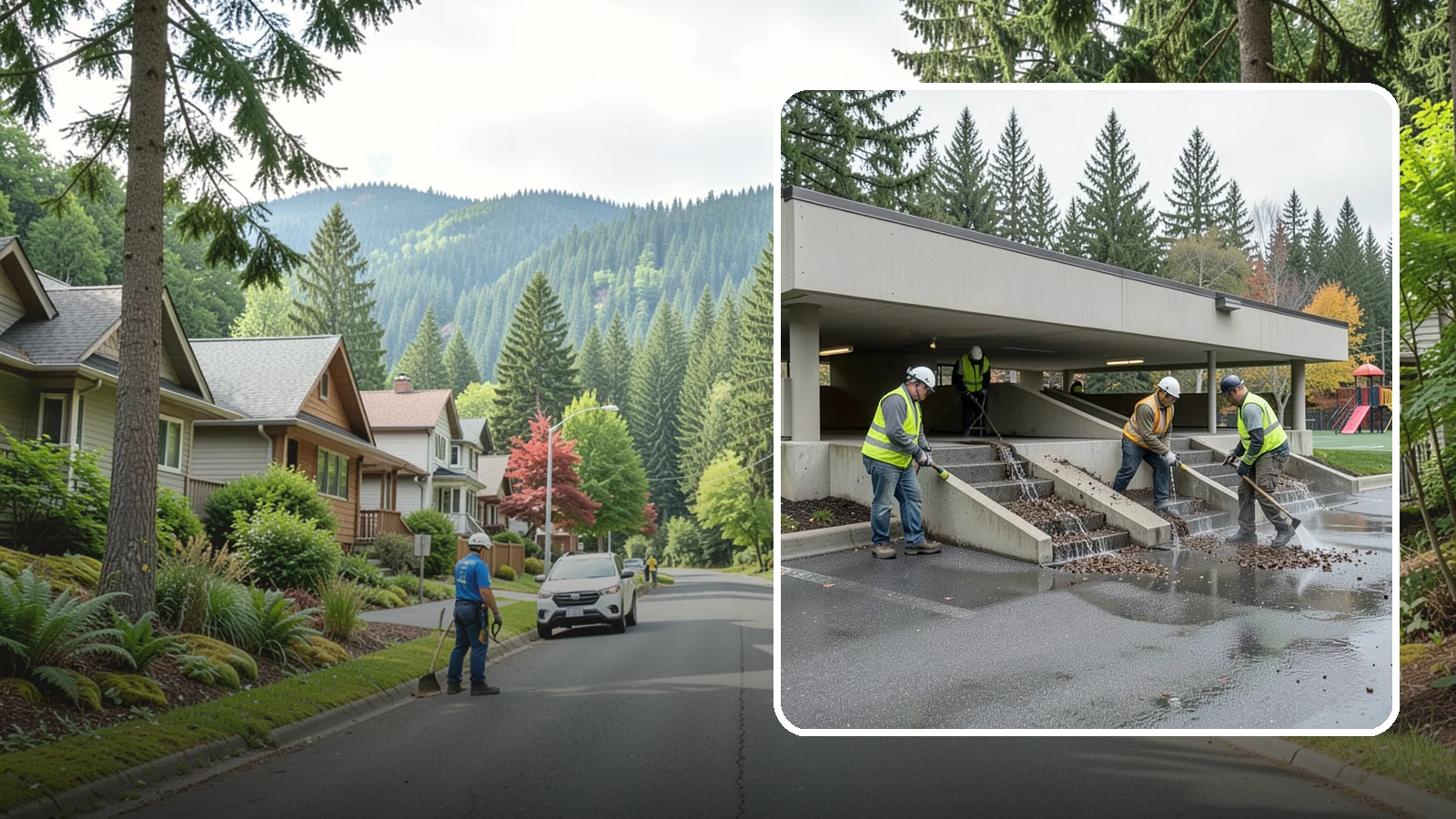 Parking Garage Cleaning in Darrington, Snohomish County, WA - Clean multi-level public parking structures, including decks, stairwells, and drains, on a managed schedule.
