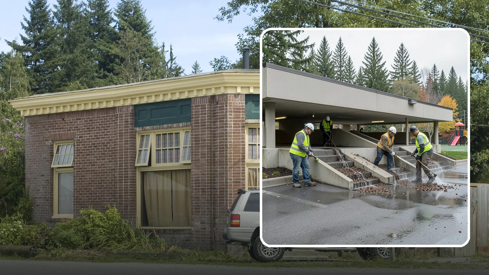 Parking Garage Cleaning in Hamilton, Skagit County, WA - Clean multi-level public parking structures, including decks, stairwells, and drains, on a managed schedule.