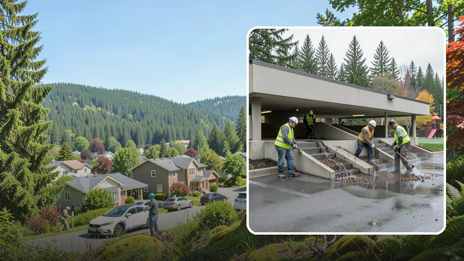 Parking Garage Cleaning in Index, Snohomish County, WA - Clean multi-level public parking structures, including decks, stairwells, and drains, on a managed schedule.