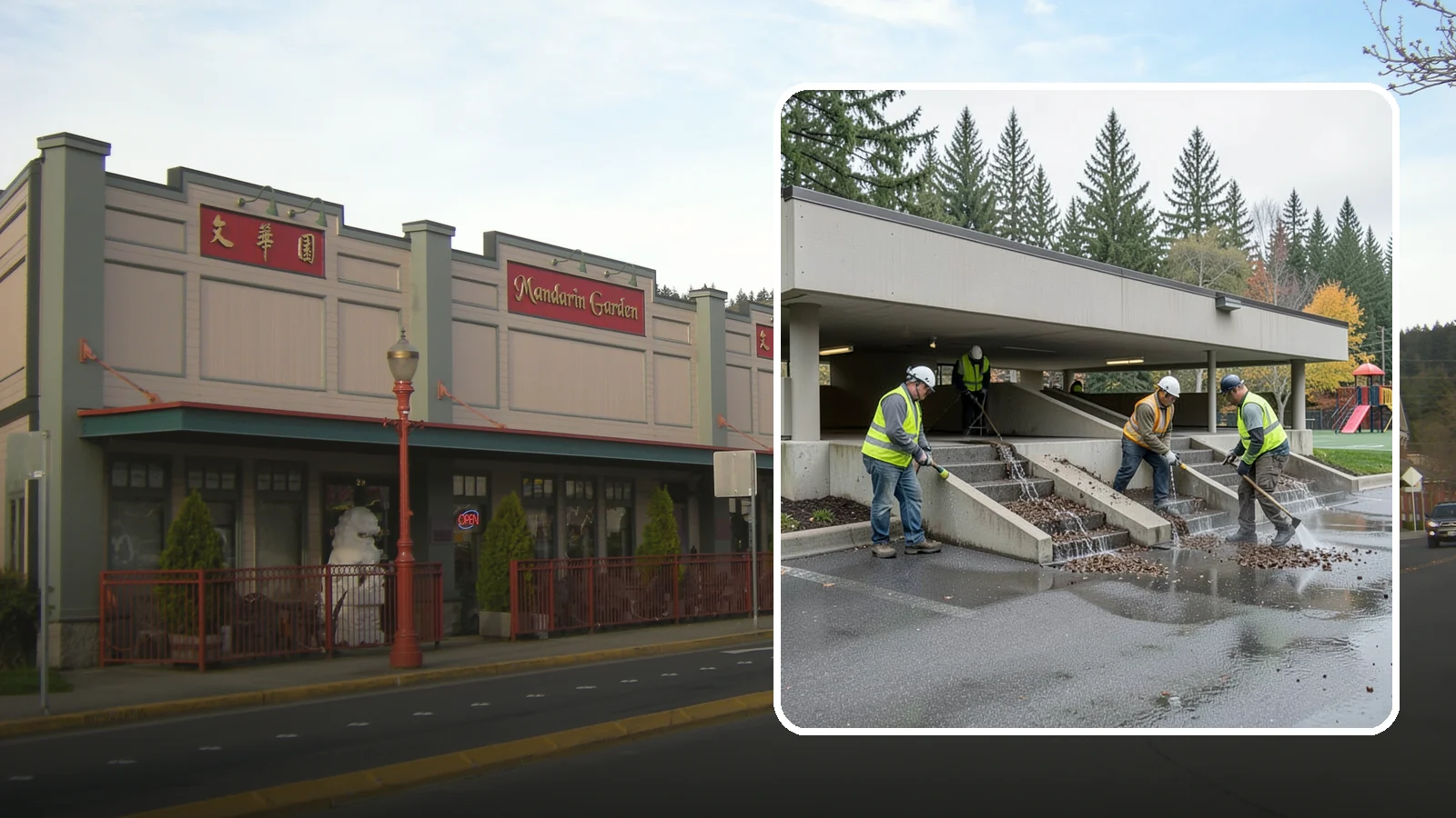 Parking Garage Cleaning in Issaquah, King County, WA - Clean multi-level public parking structures, including decks, stairwells, and drains, on a managed schedule.
