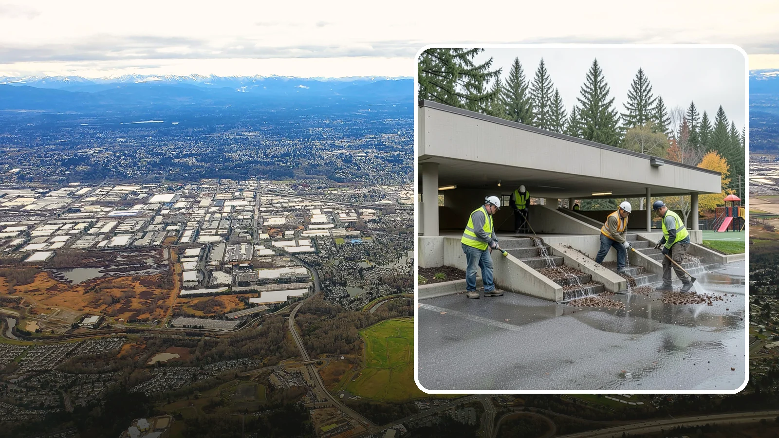 Parking Garage Cleaning in Kent, King County, WA - Clean multi-level public parking structures, including decks, stairwells, and drains, on a managed schedule.